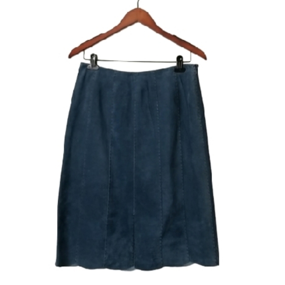 Suede Skirt Vintage Think Tank Blue Size 6 - Picture 1 of 14